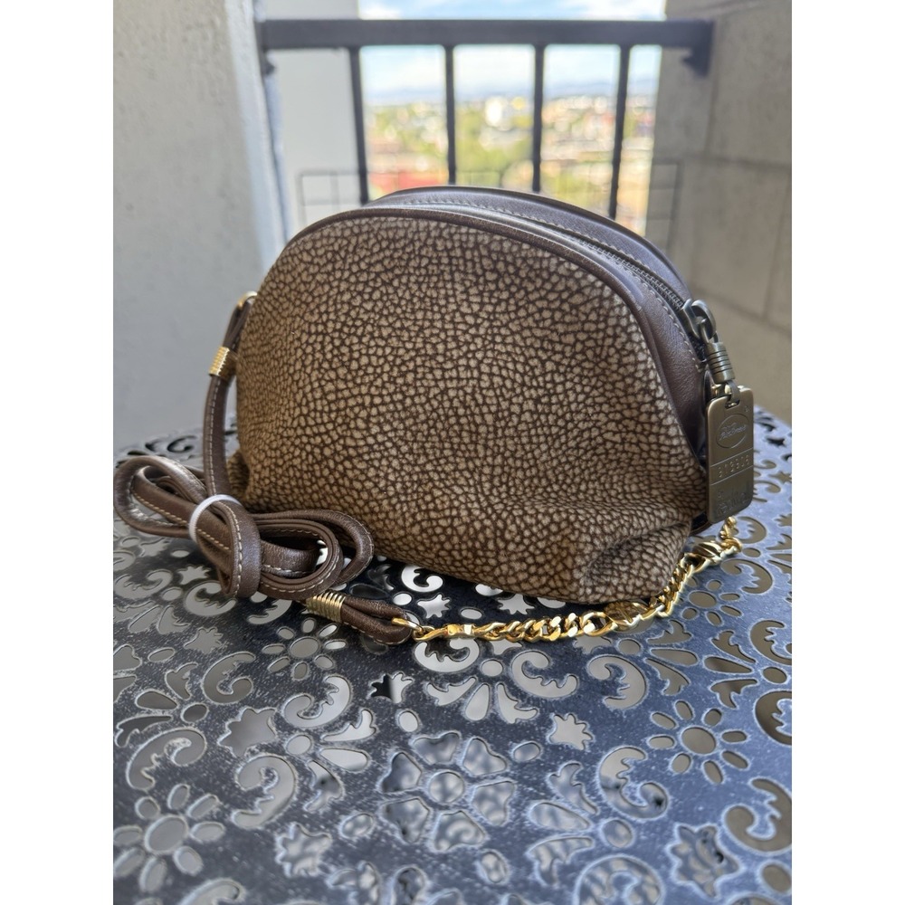 VTG Borbonese Redwall Quail Suede Leather Bag Made In Italy